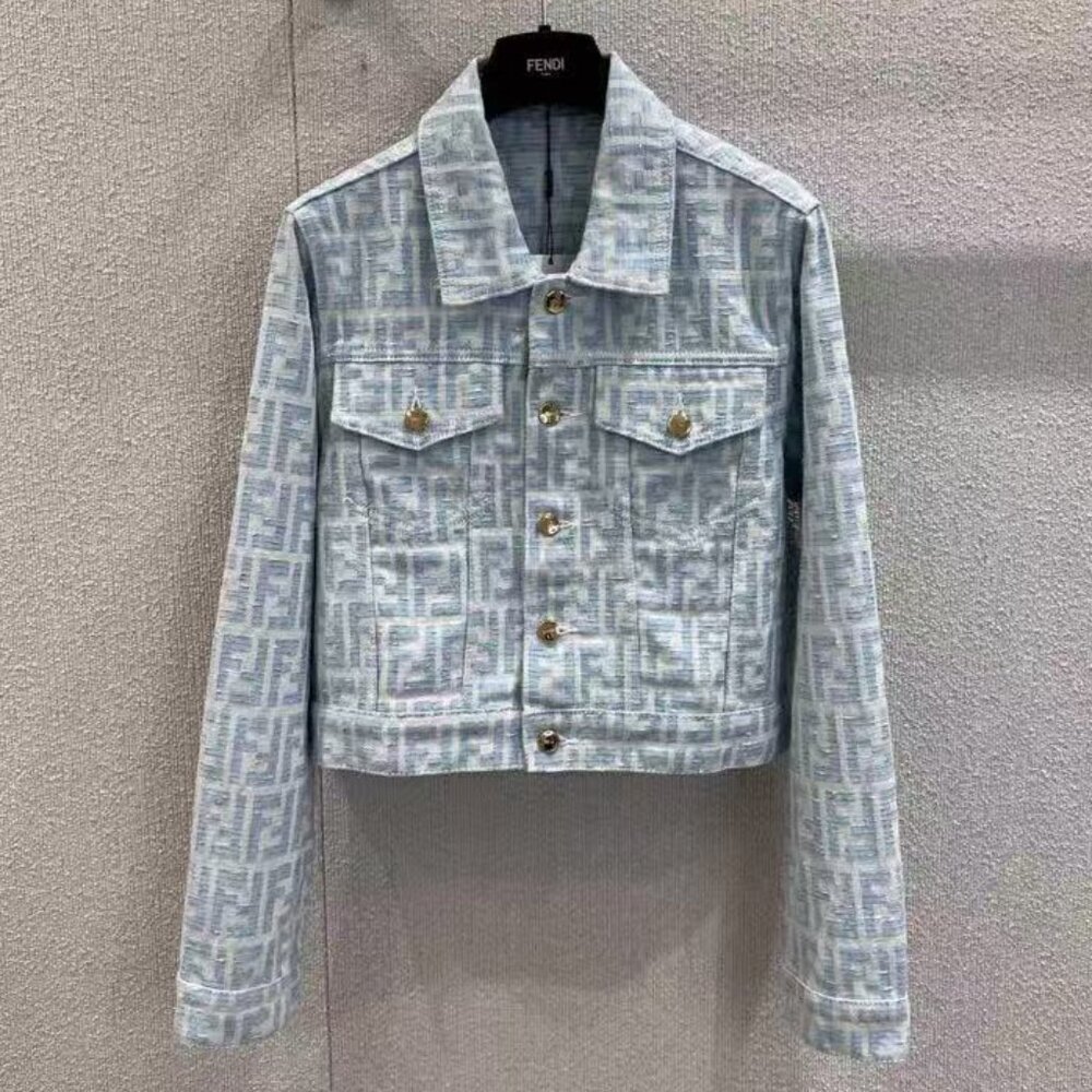 Fendi Jacquard Collar Denim Jacket